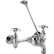 Delta Double Handle Wallmount Faucet with Cross Handles Wall Brace and Pail Hook from the Commercial Series Chrome