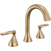 Delta Bonacci 1.2 GPM Widespread Bathroom Faucet with Lever Handles and Push Pop-Up Drain Assembly Lumicoat Champagne Bronze