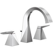 Delta Trillian 1.2 GPM Bathroom Sink Faucet Widespread Bathroom Faucet with Pop-Up Drain Assembly Lumicoat Chrome