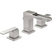 Delta Ara 1.2 GPM Widespread Waterfall Bathroom Faucet - Includes Metal Pop-Up Drain Assembly Brilliance Stainless