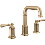 Delta Broderick 1.2 GPM Widespread Bathroom Faucet with Push Pop-Up Drain Assembly and Lever Handles Lumicoat Champagne Bronze