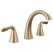 Delta Arvo 1.2 GPM Widespread Bathroom Faucet with Push Pop-Up Drain Assembly Champagne Bronze