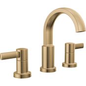Delta Albion Two Handle Widespread Bathroom Faucet with Push Pop Drain Assembly Champagne Bronze