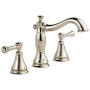 Delta Cassidy 1.2 GPM Widespread Bathroom Faucet with Lever Handles and Pop-Up Drain Assembly Brilliance Polished Nickel