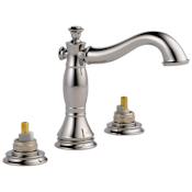 Delta Cassidy 1.2 GPM Widespread Bathroom Faucet with Pop-Up Drain Assembly, No Handles Included Brilliance Polished Nickel