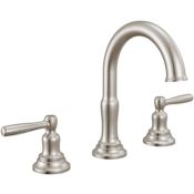 Delta Roe 1.2 GPM Widespread Bathroom Faucet with Push Pop-Up Drain Assembly Briliance Stainless