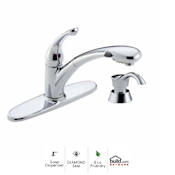 Delta Signature Pull-Out Kitchen Faucet with Soap/Lotion Dispenser - Water Efficient - Includes Lifetime Warranty Chrome