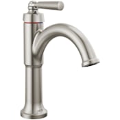 Delta Saylor 1.2 GPM Single Hole Bathroom Faucet with Push Pop-Up Drain Assembly and Diamond Seal Valve Technology Brilliance Stainless