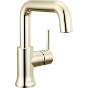 Delta Trinsic 1.2 GPM Single Hole Bathroom Faucet with Push Pop-Up Drain Assembly Brilliance Polished Nickel