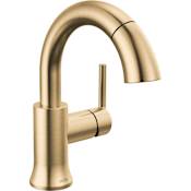 Delta Trinsic 1.2 GPM Single Hole Bathroom Faucet with Pull Down Wand and Push Pop-Up Drain Assembly Champagne Bronze