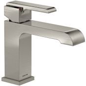 Delta Ara 1.2 GPM Single Hole Bathroom Faucet with Metal Push Pop-Up Drain Assembly - Limited Lifetime Warranty Brilliance Stainless