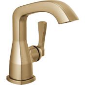 Delta Stryke 1.2 GPM Single Hole Bathroom Faucet with Lever Handle and Diamond Seal Ceramic Disc Cartridges – Includes Optional Escutcheon Lumicoat Champagne Bronze