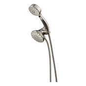 Delta 1.75 GPM Universal 8-3/4" Wide Multi Function Shower Head with Handshower includes Hose and Shower Arm Mount and Touch-Clean® Nozzles - Limited Lifetime Warranty Brilliance Stainless