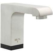 Delta Commercial 0.5 GPM Single Hole Hardwire Operated Electronic Bathroom Faucet with Solenoid Control Valve Brilliance Stainless