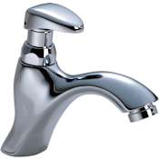 Delta Commercial Single Hole 0.35 GPM Metering Bathroom Faucet with Slow Close Handle Chrome