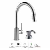 Delta Trinsic Pull-Down Kitchen Faucet with Magnetic Docking Spray Head and Soap/Lotion Dispenser - Includes Lifetime Warranty Arctic Stainless