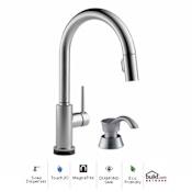 Delta Trinsic Pull-Down Kitchen Faucet with On/Off Touch Activation, Magnetic Docking Spray Head, and Soap/Lotion Dispenser - Includes Lifetime Warranty (5 Year on Electronic Parts) Arctic Stainless
