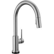 Delta Trinsic 1.8 GPM Single Hole Pull Down Touchless Kitchen Faucet with Voice IQ, Touch2O, and Diamond Seal Technologies Arctic Stainless