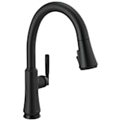 Delta Coranto 1.8 GPM Single Hole Pull Down Kitchen Faucet with Touch2O On/Off Touch Activation, Magnetic Docking Spray Head, and ShieldSpray Technology Matte Black