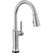 Delta Renaldi 1.8 GPM Single Hole Pull Down Touchless Kitchen Faucet with Touch2O Technology and Magnetic Docking Spray Head Lumicoat Arctic Stainless