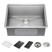 Delta Rivet 23” Workstation Kitchen Sink Undermount 16 Gauge Stainless Steel Single Bowl with WorkFlow Ledge and Accessories Stainless Steel