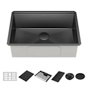 Delta Rivet 27" Undermount Single Basin Stainless Steel Kitchen Sink with Basin Rack, Basket Strainer, Cutting Board, and Drain Board PVD Gunmetal