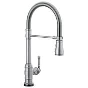 Delta Broderick Pro 1.8 GPM Single Hole Pre-Rinse Pull Down Kitchen Faucet with Touch2O Arctic Stainless