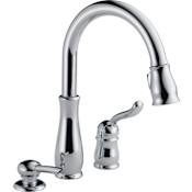 Delta Leland Pull-Down Kitchen Faucet with Magnetic Docking Spray Head and Soap/Lotion Dispenser - Includes Lifetime Warranty Chrome
