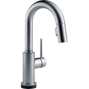 Delta Trinsic Pull-Down Bar/Prep Faucet with On/Off Touch Activation, Magnetic Docking Spray Head, and Optional Base Plate - Includes Lifetime Warranty (5 Year on Electronic Parts) Arctic Stainless