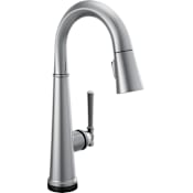 Delta Emmeline 1.8 GPM Single Hole Pull Down Touchless Bar Faucet with Touch2O, Touch-Clean, ShieldSpray, MagnaTite Docking and Diamond Seal Cartridge Technologies Lumicoat Arctic Stainless
