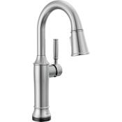 Delta Renaldi 1.8 GPM Single Hole Pull Down Touchless Bar Faucet with Touch2O Touch-Clean and MagnaTite Docking Lumicoat Arctic Stainless