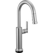 Delta Altado 1.8 GPM Single Hole Pull Down Touchless Bar Faucet with Touch2O Touch-Clean, MagnaTite Docking and Diamond Seal Cartridge Technologies Arctic Stainless