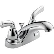 Delta Foundations Double Handle Bathroom Faucet with Metal Lever Handles and Plastic Pop-Up Drain (Low Lead Compliant) Chrome