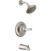 Delta Foundations Cartridge Shower System with Shower Head, Tub Spout, Shower Arm, and Valve Trim - Less Rough In Brilliance Stainless