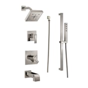 Delta Monitor 17 Series Pressure Balanced Tub and Shower System with Volume Control, Shower Head, Hand Shower, and Slide Bar - Includes Rough-In Valves Brilliance Stainless