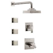 Delta TempAssure 17T Series Thermostatic Shower System with Integrated Volume Control, Shower Head, and 3 Body Sprays - Includes Rough-In Valves Brilliance Stainless