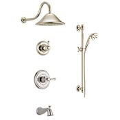 Delta Monitor 14 Series Pressure Balanced Tub and Shower System with Shower Head, Hand Shower, and Slide Bar - Includes Rough-In Valves Brilliance Polished Nickel