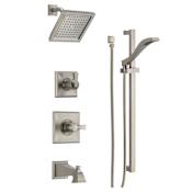 Delta Monitor 14 Series Pressure Balanced Tub and Shower System with Shower Head, Hand Shower, and Slide Bar - Includes Rough-In Valves Brilliance Stainless