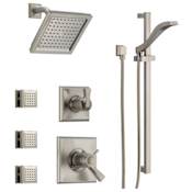 Delta TempAssure 17T Series Thermostatic Shower System with Integrated Volume Control, Shower Head, 3 Body Sprays and Hand Shower - Includes Rough-In Valves Brilliance Stainless