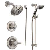 Delta Monitor 14 Series Single Function Pressure Balanced Shower System with Shower Head, and Hand Shower - Includes Rough-In Valves Brilliance Stainless