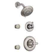 Delta Monitor 14 Series Single Function Pressure Balanced Shower System with Shower Head, and 2 Body Sprays - Includes Rough-In Valves Brilliance Stainless