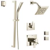Delta Monitor 17 Series Dual Function Pressure Balanced Shower System with Integrated Volume Control, Shower Head, 2 Body Sprays and Hand Shower - Includes Rough-In Valves Brilliance Polished Nickel