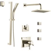 Delta TempAssure 17T Series Thermostatic Shower System with Integrated Volume Control, Shower Head, 3 Body Sprays and Hand Shower - Includes Rough-In Valves Brilliance Polished Nickel