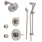 Delta Monitor 14 Series Single Function Pressure Balanced Shower System with Shower Head, 2 Body Sprays and Hand Shower - Includes Rough-In Valves Brilliance Stainless