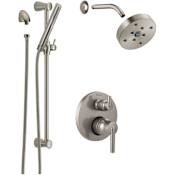 Delta Trinsic Pressure Balanced Shower System with Shower Head, Shower Arm and Hand Shower - Includes Rough-In Brilliance Stainless
