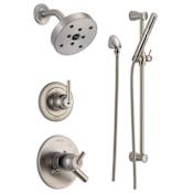 Delta Monitor 17 Series Dual Function Pressure Balanced Shower System with Integrated Volume Control, Shower Head, and Hand Shower - Includes Rough-In Valves Brilliance Stainless