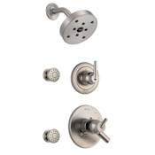 Delta Monitor 17 Series Dual Function Pressure Balanced Shower System with Integrated Volume Control, Shower Head, and 2 Body Sprays - Includes Rough-In Valves Brilliance Stainless