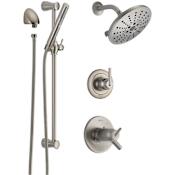 Delta TempAssure 17T Series Thermostatic Shower System with Integrated Volume Control, Shower Head, and Hand Shower - Includes Rough-In Valves Brilliance Stainless