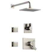 Delta Monitor 17 Series Dual Function Pressure Balanced Shower System with Integrated Volume Control, Shower Head, and 2 Body Sprays - Includes Rough-In Valves Brilliance Stainless