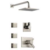 Delta TempAssure 17T Series Thermostatic Shower System with Integrated Volume Control, Shower Head, and 3 Body Sprays - Includes Rough-In Valves Brilliance Stainless